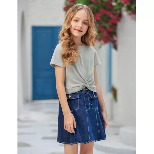 Arshiner Girls Casual Tie Dye Short-Sleeve T-Shirt Cute Print Summer Blouse for Girls Twist Front Tunic Tee Tops