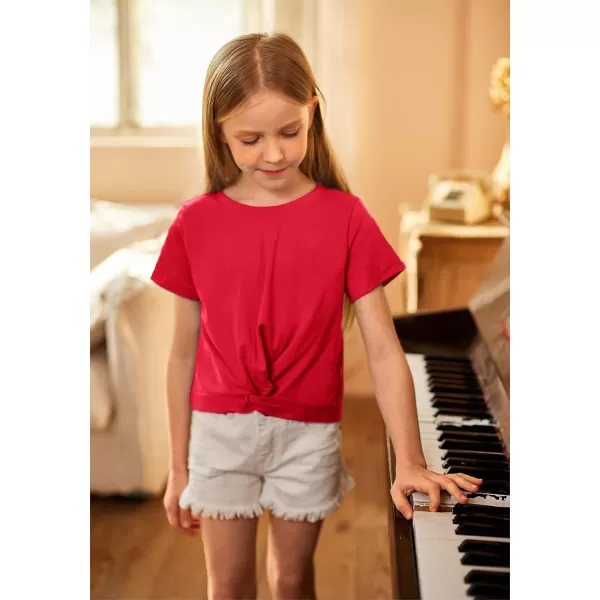 Arshiner Girls Casual Tie Dye Short-Sleeve T-Shirt Cute Print Summer Blouse for Girls Twist Front Tunic Tee Tops