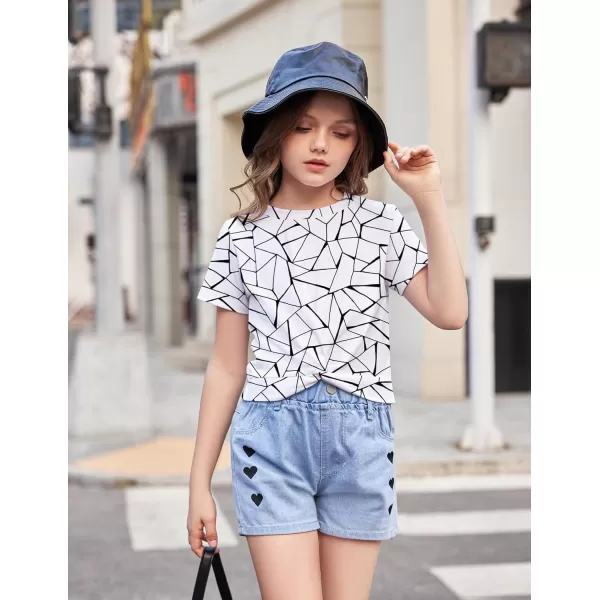 Arshiner Girls Casual Tie Dye Short-Sleeve T-Shirt Cute Print Summer Blouse for Girls Twist Front Tunic Tee Tops