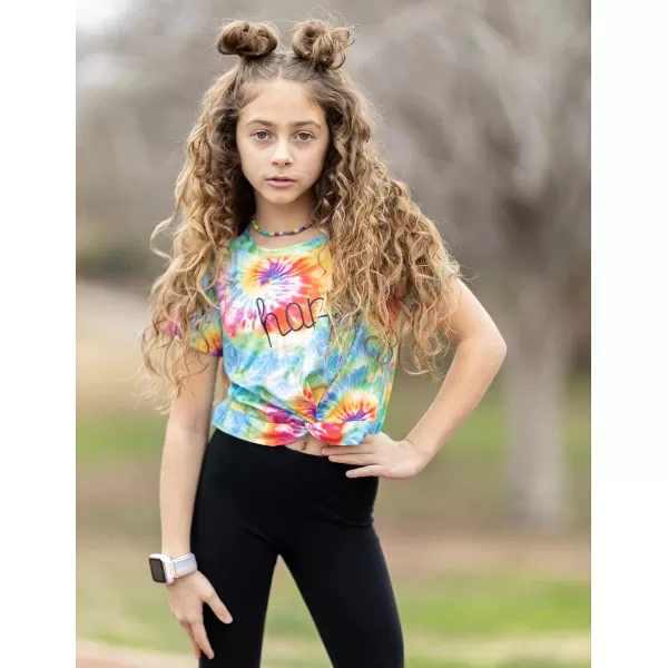 Arshiner Girls Casual Tie Dye Short-Sleeve T-Shirt Cute Print Summer Blouse for Girls Twist Front Tunic Tee Tops