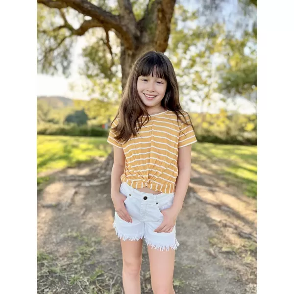 Arshiner Girls Casual Tie Dye Short-Sleeve T-Shirt Cute Print Summer Blouse for Girls Twist Front Tunic Tee Tops