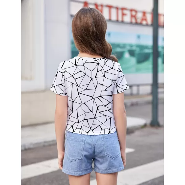 Arshiner Girls Casual Tie Dye Short-Sleeve T-Shirt Cute Print Summer Blouse for Girls Twist Front Tunic Tee Tops