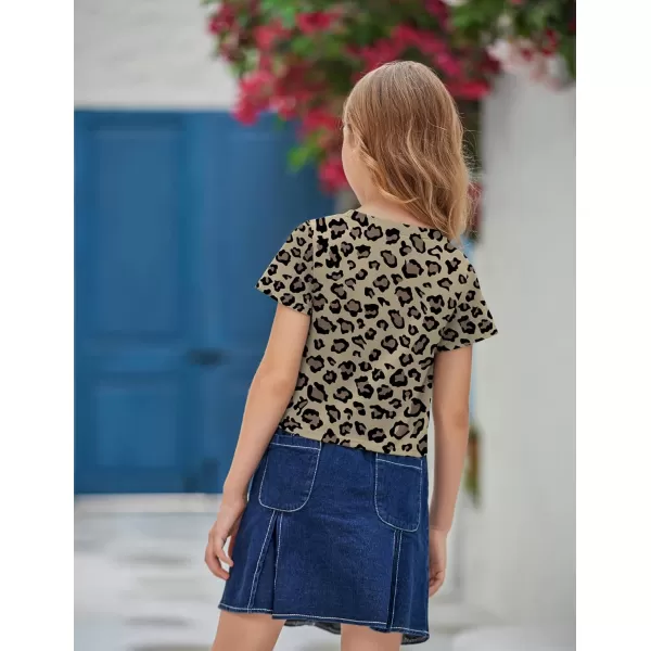 Arshiner Girls Casual Tie Dye Short-Sleeve T-Shirt Cute Print Summer Blouse for Girls Twist Front Tunic Tee Tops