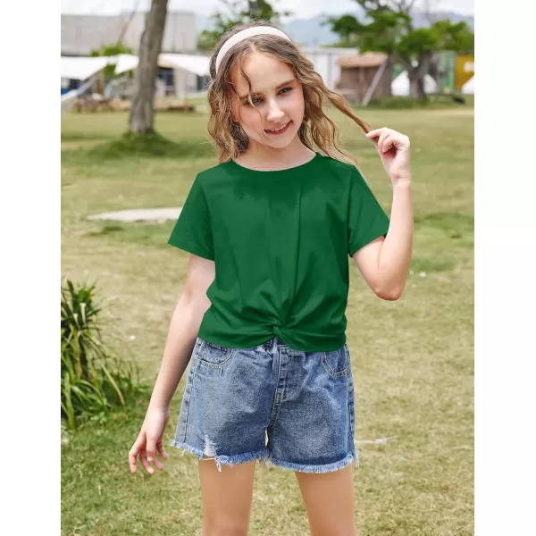 Arshiner Girls Casual Tie Dye Short-Sleeve T-Shirt Cute Print Summer Blouse for Girls Twist Front Tunic Tee Tops