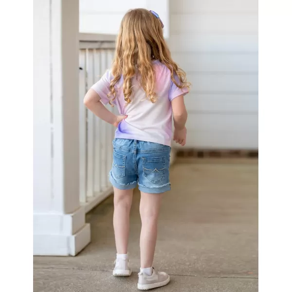 Arshiner Girls Casual Tie Dye Short-Sleeve T-Shirt Cute Print Summer Blouse for Girls Twist Front Tunic Tee Tops