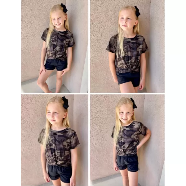 Arshiner Girls Casual Tie Dye Short-Sleeve T-Shirt Cute Print Summer Blouse for Girls Twist Front Tunic Tee Tops