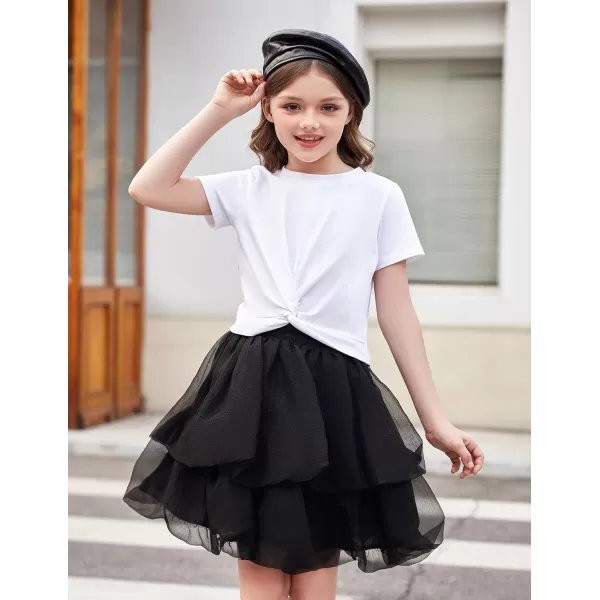 Arshiner Girls Casual Tie Dye Short-Sleeve T-Shirt Cute Print Summer Blouse for Girls Twist Front Tunic Tee Tops