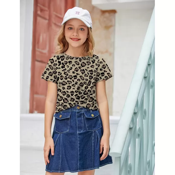 Arshiner Girls Casual Tie Dye Short-Sleeve T-Shirt Cute Print Summer Blouse for Girls Twist Front Tunic Tee Tops