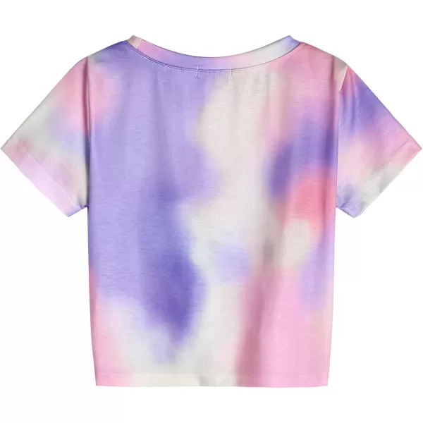 Arshiner Girls Casual Tie Dye Short-Sleeve T-Shirt Cute Print Summer Blouse for Girls Twist Front Tunic Tee Tops