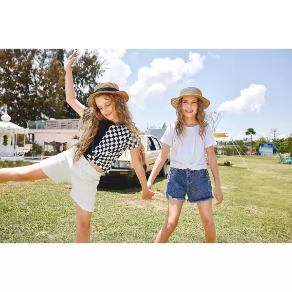 Arshiner Girls Casual Tie Dye Short-Sleeve T-Shirt Cute Print Summer Blouse for Girls Twist Front Tunic Tee Tops