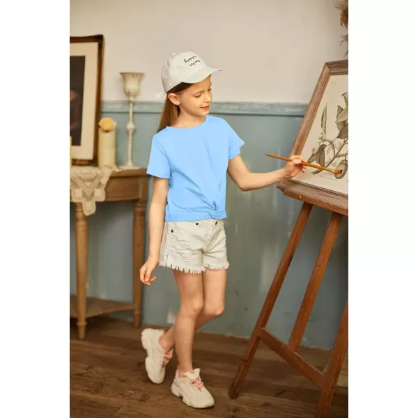 Arshiner Girls Casual Tie Dye Short-Sleeve T-Shirt Cute Print Summer Blouse for Girls Twist Front Tunic Tee Tops