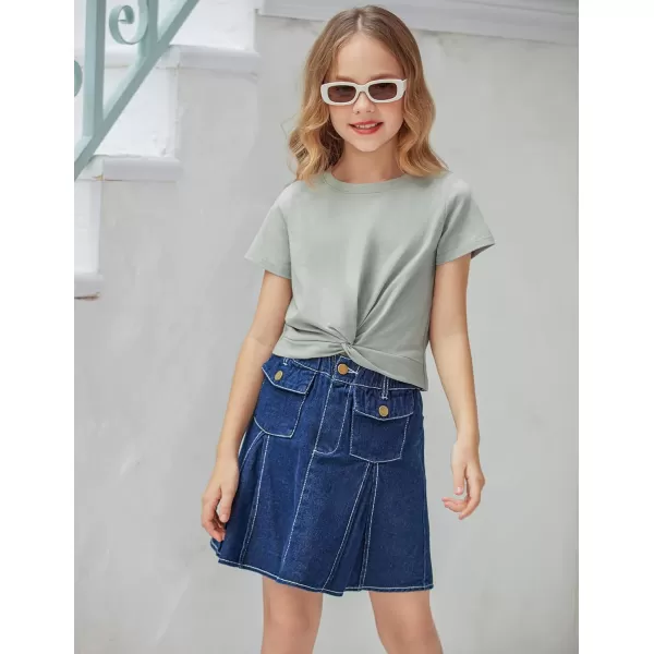 Arshiner Girls Casual Tie Dye Short-Sleeve T-Shirt Cute Print Summer Blouse for Girls Twist Front Tunic Tee Tops