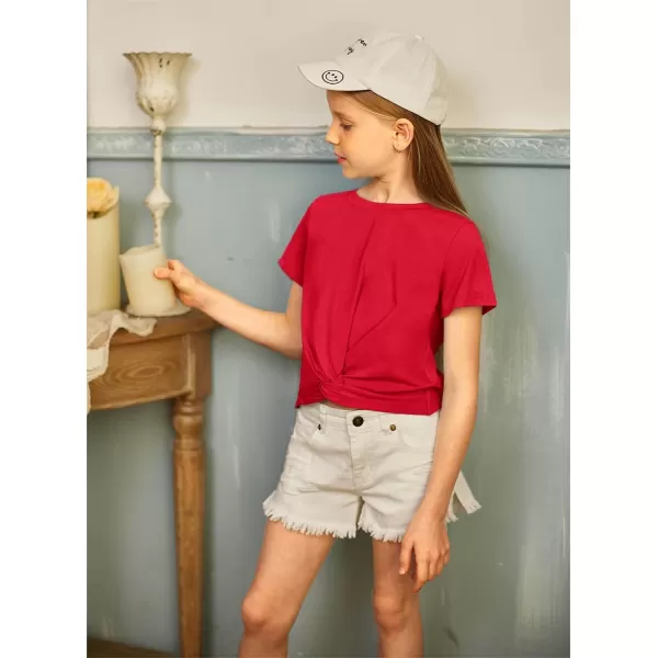 Arshiner Girls Casual Tie Dye Short-Sleeve T-Shirt Cute Print Summer Blouse for Girls Twist Front Tunic Tee Tops
