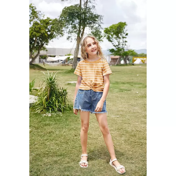 Arshiner Girls Casual Tie Dye Short-Sleeve T-Shirt Cute Print Summer Blouse for Girls Twist Front Tunic Tee Tops