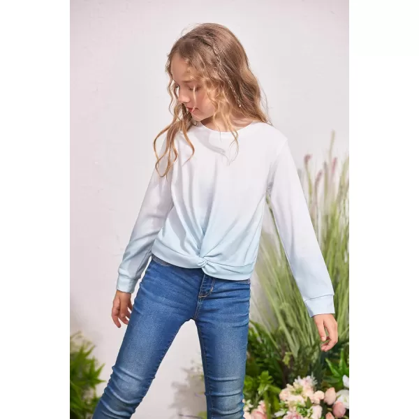 Arshiner Girls Casual Twist Front Lightweight Sweatshirt Tie Dye Printed Long Sleeve Crop Tops Pullover