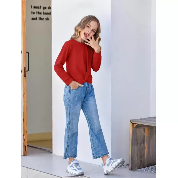 Arshiner Girls Casual Twist Front Lightweight Sweatshirt Tie Dye Printed Long Sleeve Crop Tops Pullover
