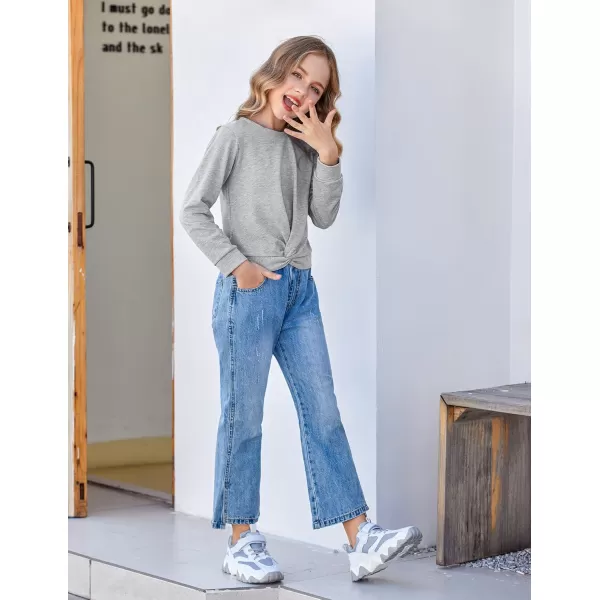 Arshiner Girls Casual Twist Front Lightweight Sweatshirt Tie Dye Printed Long Sleeve Crop Tops Pullover