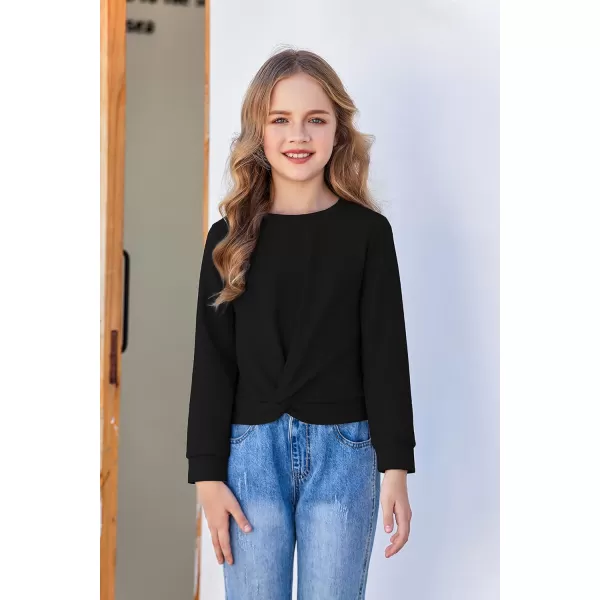 Arshiner Girls Casual Twist Front Lightweight Sweatshirt Tie Dye Printed Long Sleeve Crop Tops Pullover