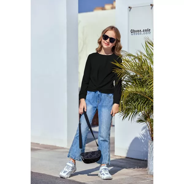 Arshiner Girls Casual Twist Front Lightweight Sweatshirt Tie Dye Printed Long Sleeve Crop Tops Pullover