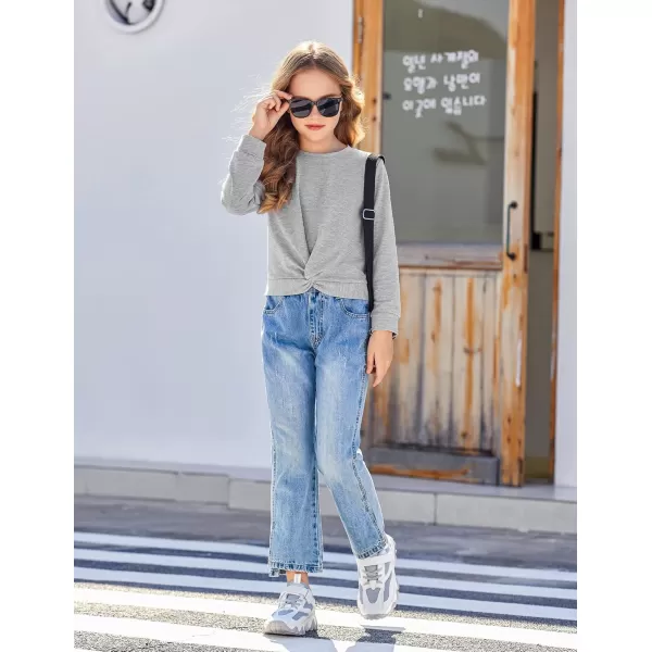Arshiner Girls Casual Twist Front Lightweight Sweatshirt Tie Dye Printed Long Sleeve Crop Tops Pullover