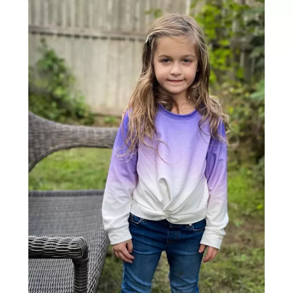 Arshiner Girls Casual Twist Front Lightweight Sweatshirt Tie Dye Printed Long Sleeve Crop Tops Pullover