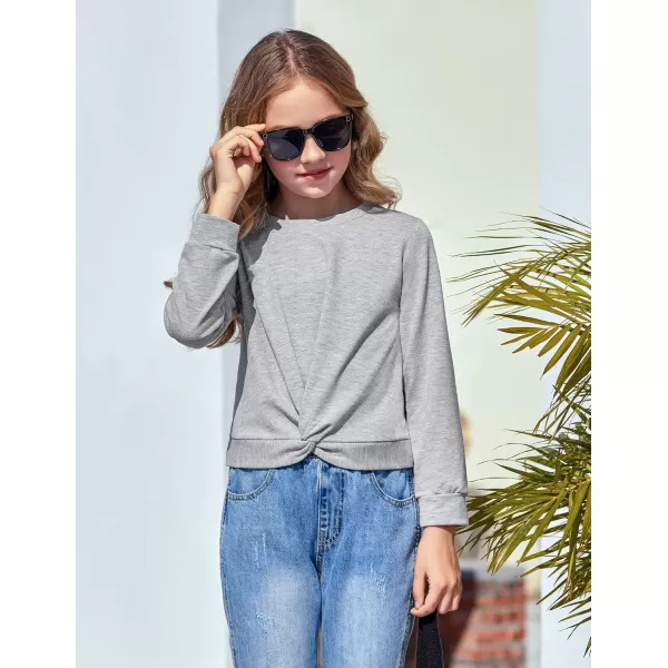 Arshiner Girls Casual Twist Front Lightweight Sweatshirt Tie Dye Printed Long Sleeve Crop Tops Pullover