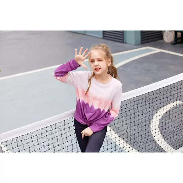 Arshiner Girls Casual Twist Front Lightweight Sweatshirt Tie Dye Printed Long Sleeve Crop Tops Pullover