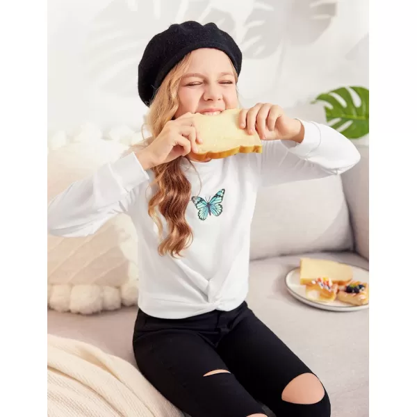 Arshiner Girls Casual Twist Front Lightweight Sweatshirt Tie Dye Printed Long Sleeve Crop Tops Pullover