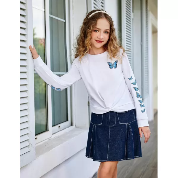 Arshiner Girls Casual Twist Front Lightweight Sweatshirt Tie Dye Printed Long Sleeve Crop Tops Pullover