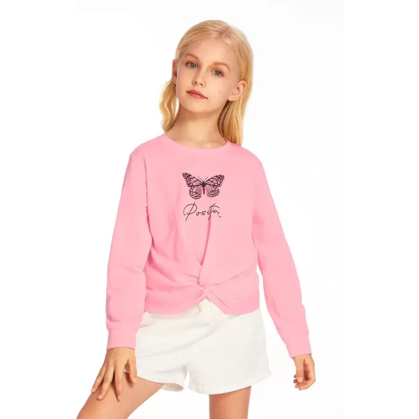 Arshiner Girls Casual Twist Front Lightweight Sweatshirt Tie Dye Printed Long Sleeve Crop Tops Pullover