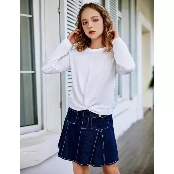 Arshiner Girls Casual Twist Front Lightweight Sweatshirt Tie Dye Printed Long Sleeve Crop Tops Pullover