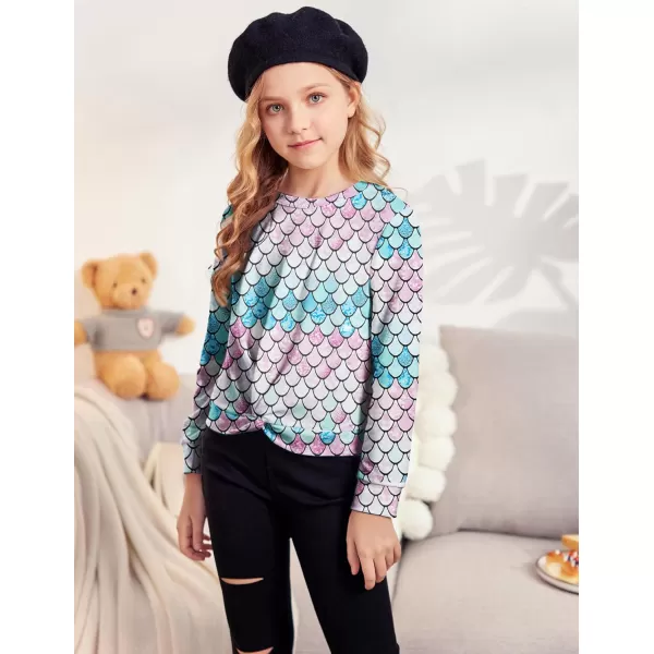 Arshiner Girls Casual Twist Front Lightweight Sweatshirt Tie Dye Printed Long Sleeve Crop Tops Pullover