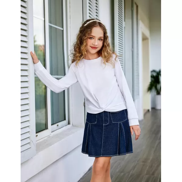 Arshiner Girls Casual Twist Front Lightweight Sweatshirt Tie Dye Printed Long Sleeve Crop Tops Pullover