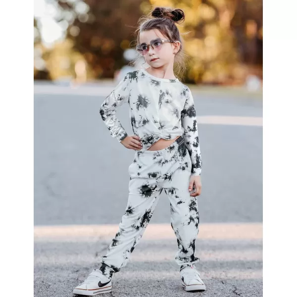 Arshiner Girls Casual Twist Front Lightweight Sweatshirt Tie Dye Printed Long Sleeve Crop Tops Pullover