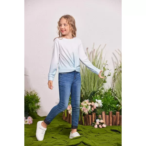 Arshiner Girls Casual Twist Front Lightweight Sweatshirt Tie Dye Printed Long Sleeve Crop Tops Pullover