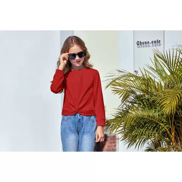 Arshiner Girls Casual Twist Front Lightweight Sweatshirt Tie Dye Printed Long Sleeve Crop Tops Pullover