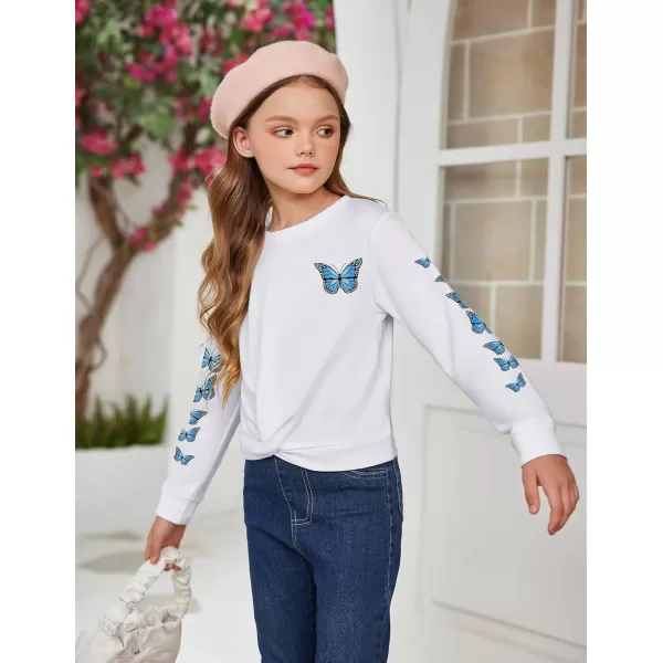 Arshiner Girls Casual Twist Front Lightweight Sweatshirt Tie Dye Printed Long Sleeve Crop Tops Pullover