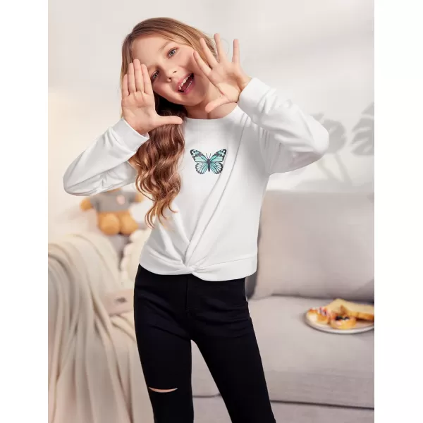 Arshiner Girls Casual Twist Front Lightweight Sweatshirt Tie Dye Printed Long Sleeve Crop Tops Pullover