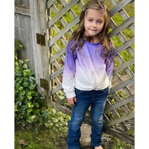 Arshiner Girls Casual Twist Front Lightweight Sweatshirt Tie Dye Printed Long Sleeve Crop Tops Pullover