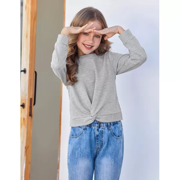 Arshiner Girls Casual Twist Front Lightweight Sweatshirt Tie Dye Printed Long Sleeve Crop Tops Pullover
