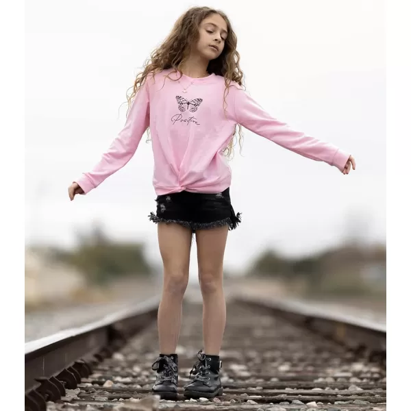 Arshiner Girls Casual Twist Front Lightweight Sweatshirt Tie Dye Printed Long Sleeve Crop Tops Pullover