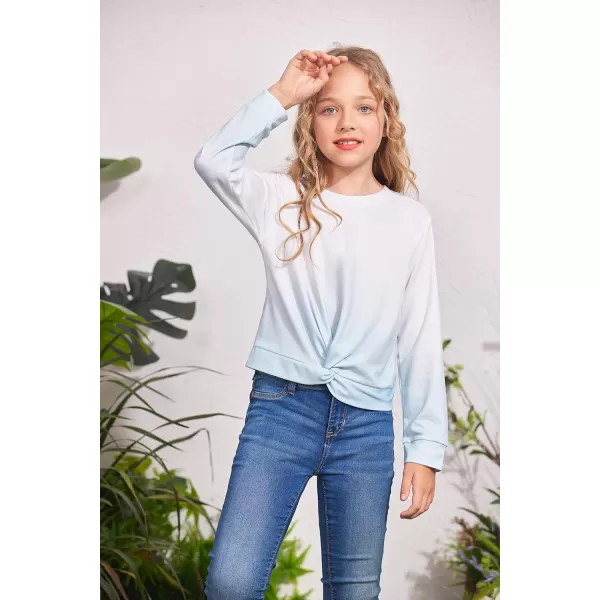 Arshiner Girls Casual Twist Front Lightweight Sweatshirt Tie Dye Printed Long Sleeve Crop Tops Pullover