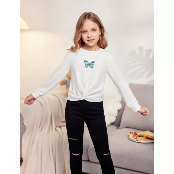 Arshiner Girls Casual Twist Front Lightweight Sweatshirt Tie Dye Printed Long Sleeve Crop Tops Pullover