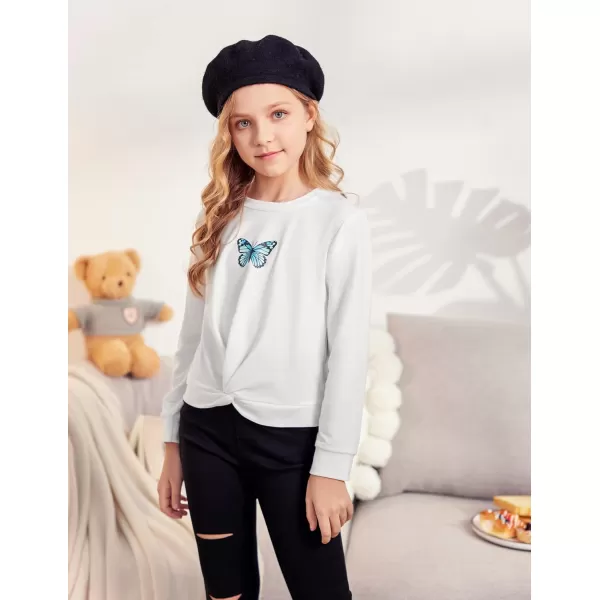 Arshiner Girls Casual Twist Front Lightweight Sweatshirt Tie Dye Printed Long Sleeve Crop Tops Pullover