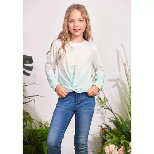 Arshiner Girls Casual Twist Front Lightweight Sweatshirt Tie Dye Printed Long Sleeve Crop Tops Pullover