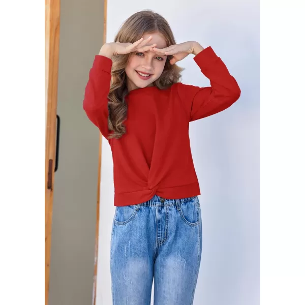 Arshiner Girls Casual Twist Front Lightweight Sweatshirt Tie Dye Printed Long Sleeve Crop Tops Pullover