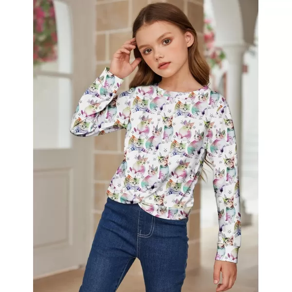Arshiner Girls Casual Twist Front Lightweight Sweatshirt Tie Dye Printed Long Sleeve Crop Tops Pullover