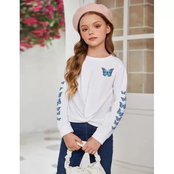 Arshiner Girls Casual Twist Front Lightweight Sweatshirt Tie Dye Printed Long Sleeve Crop Tops Pullover