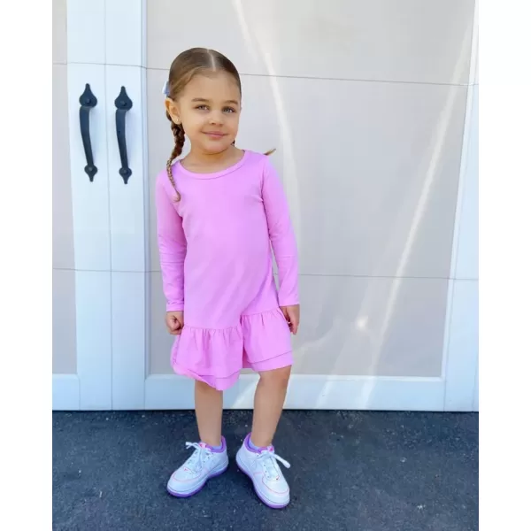 Arshiner Girls Cotton Long Sleeve A-Line Ruffle Hem Dress for School