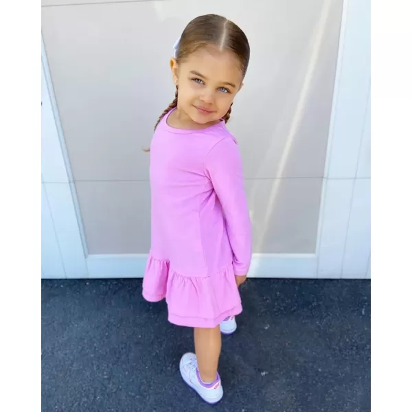 Arshiner Girls Cotton Long Sleeve A-Line Ruffle Hem Dress for School